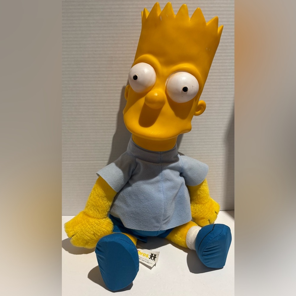 Vintage 1990 Bart Simpson 21"  Plush Rare Ganz  Bros The Simpsons Plastic Head
